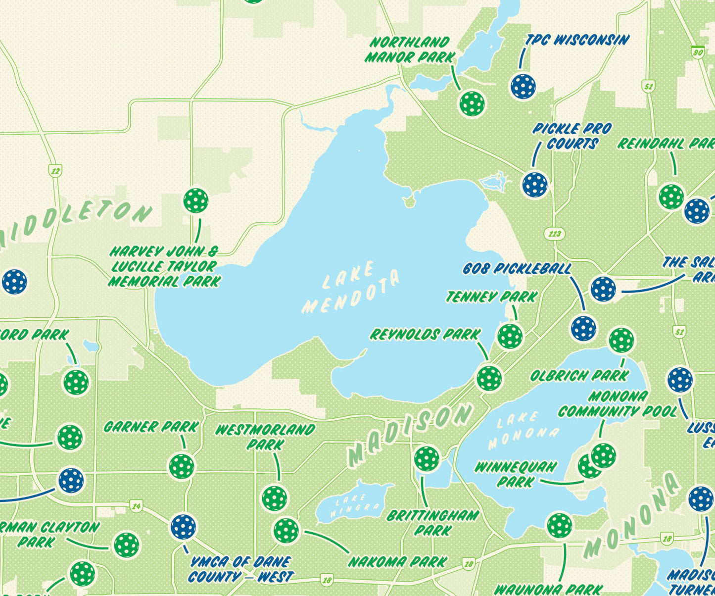 Pickleball Courts Across Madison
