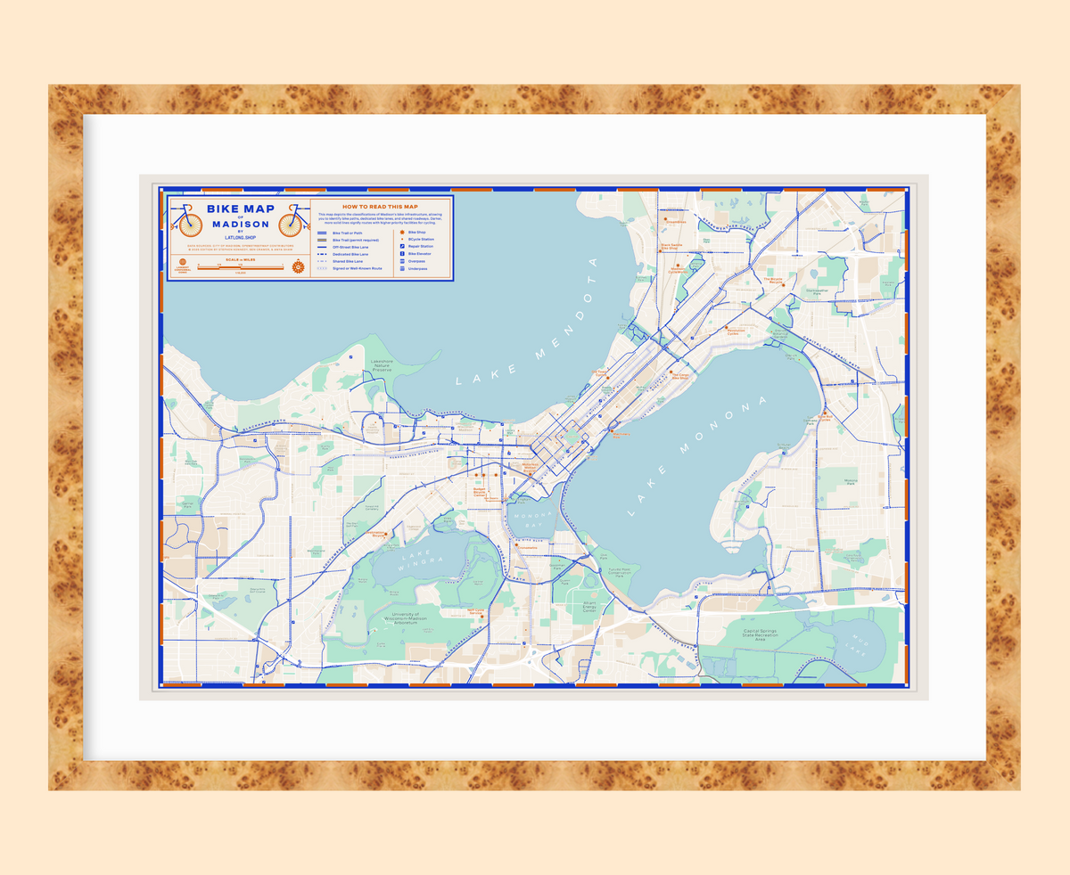 Bike Map of Madison / XL Print