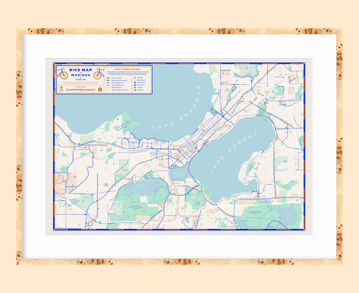 Bike Map of Madison / XL Print
