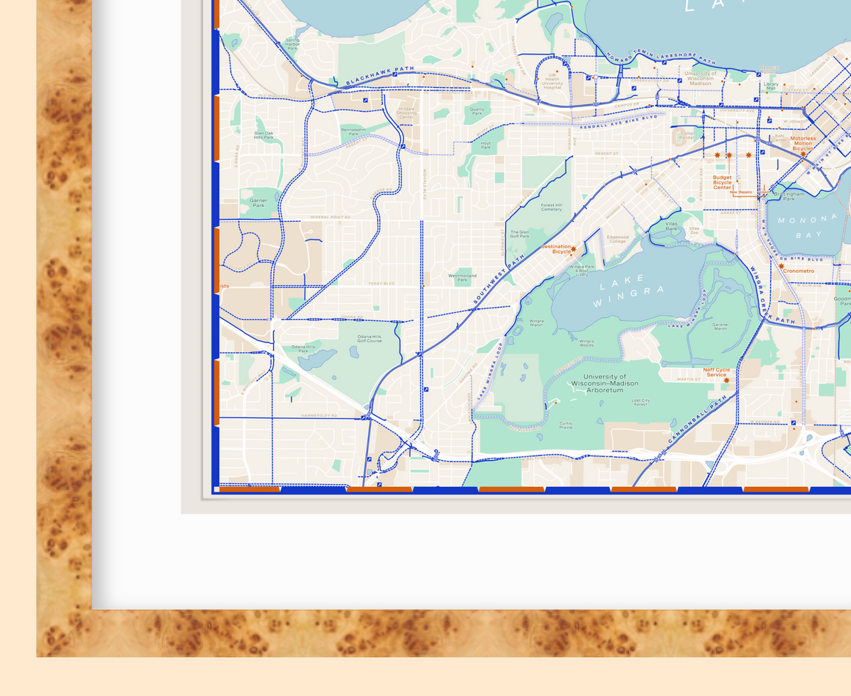 Bike Map of Madison / XL Print