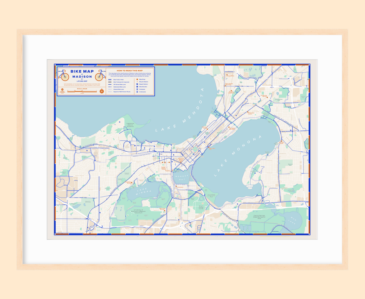 Bike Map of Madison / XL Print
