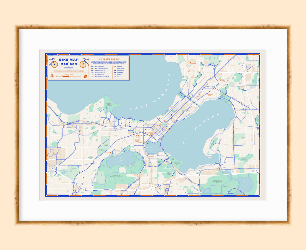 Bike Map of Madison / XL Print