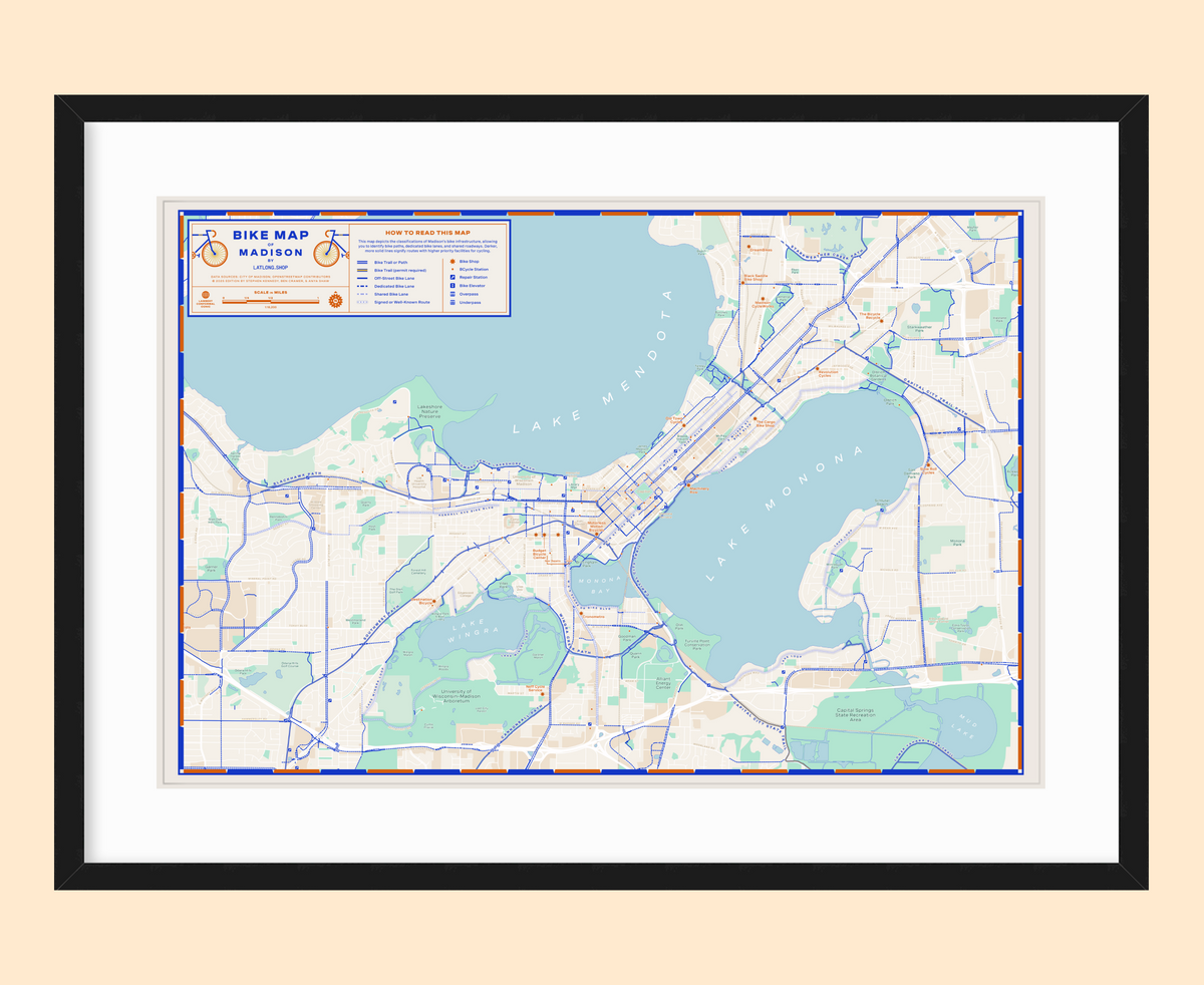 Bike Map of Madison / XL Print