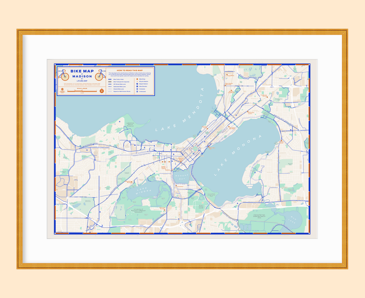 Bike Map of Madison / XL Print