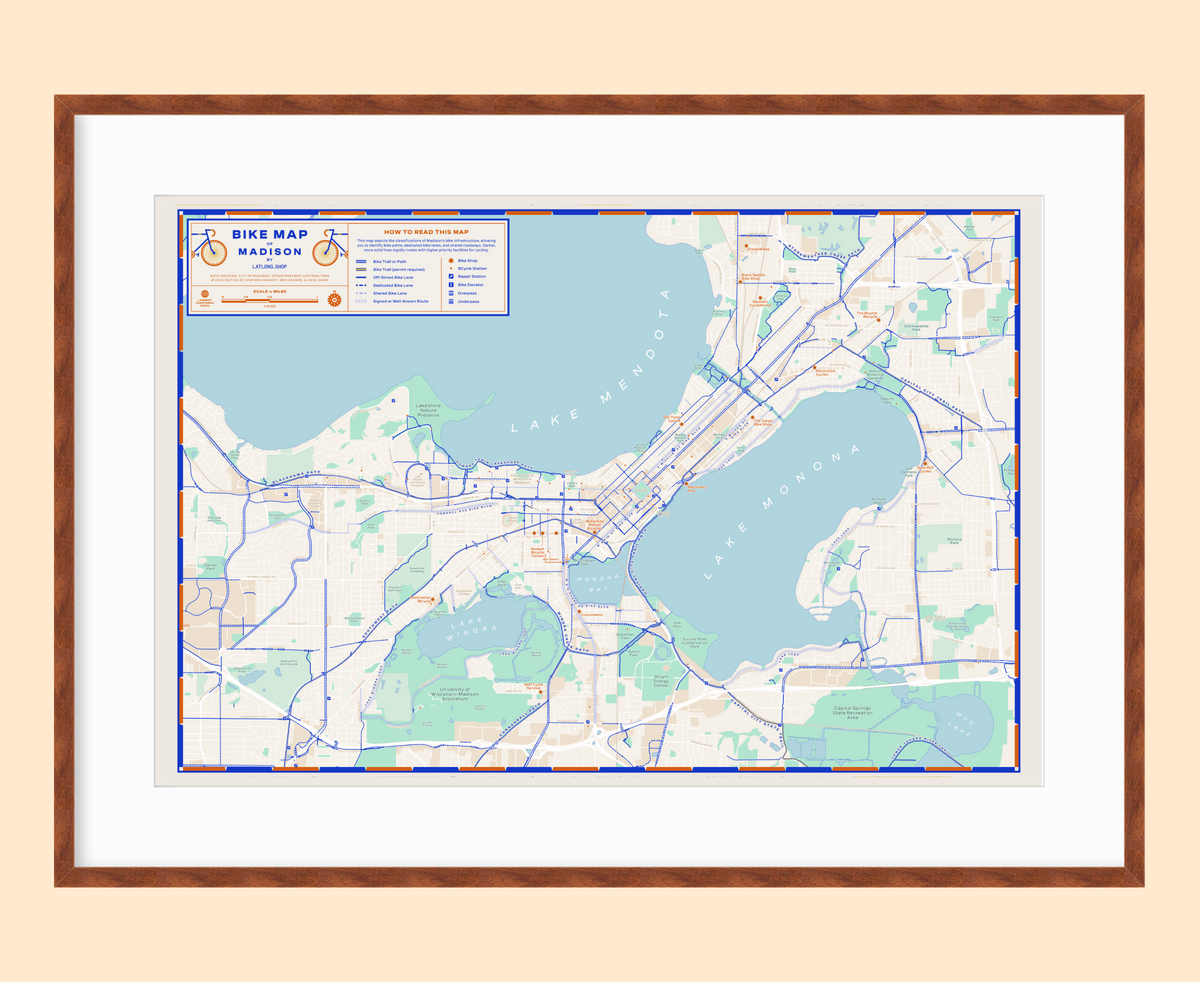Bike Map of Madison / XL Print