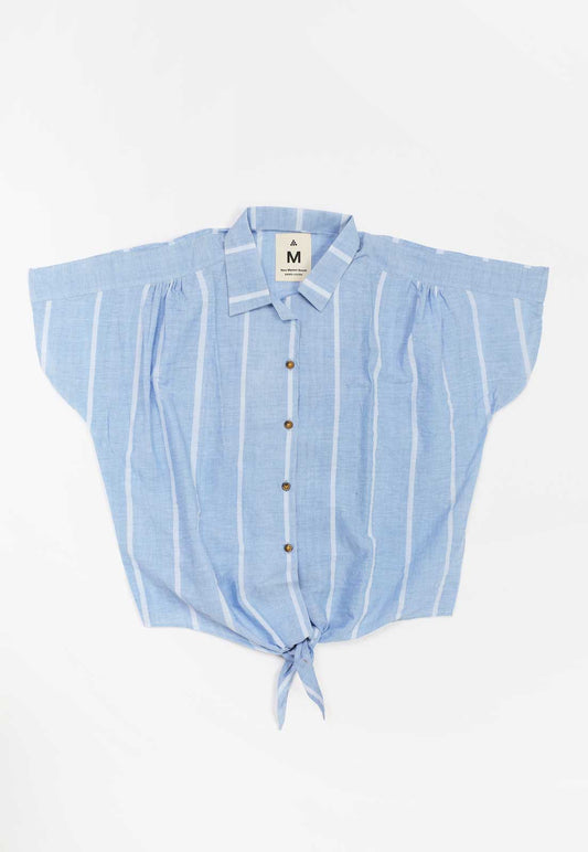 Lungi Blue Front Tie Shirt